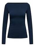 top manche longue bleu marine Only, haut, jeune, coupe normale, col en U, manches longues