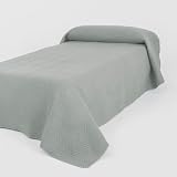 TRAMAS+ Colcha Bouti Lisa para Cama, Cubrecamas Ligero de Primavera y Verano, Modelo Hungría - Cama de 120 (220x270) - Verde Keike