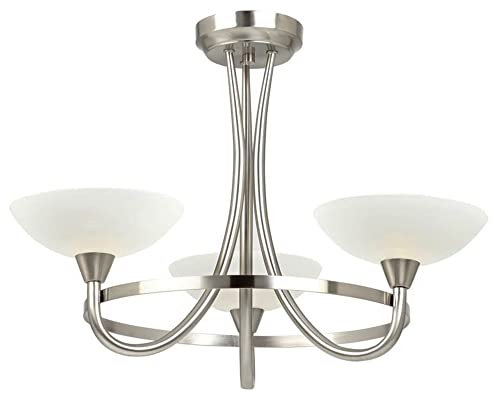 Endon Cagney 3-Light Ceiling Pendant Light Fitting - Chandelier for Living Room, Hallway, Dining - Satin Chrome Finish - Requires 3 x 33W G9 Clear Capsule (Bulbs Not Supplied)