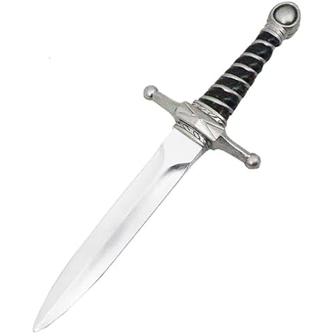 ARLEZA STORM Assassins Foam Dagger - Medieval Short Swords for Costumes - Cosplay Assassin's Prop Weapons Halloween Daggers Plastic Sword (1) Silver Cover