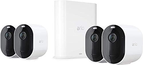 Arlo Pro4 Wireless Home CCTV Video Security Camera, 6-Month Battery, Colour Night Vision, 2K, 2 Way Audio, Built-in Siren, No Hub Needed, 4 Cam Kit, 90-Day Free Trial of Arlo Secure Plan, White