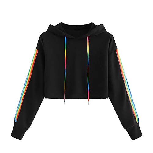 Sudaderas Adolescentes Chicas riou Sudaderas con Capucha Suéter Estampadas Arcoiris Manga Larga Abrigo Jersey Mujer Otoño-Invierno Tops Blusa Hoodies Pullover Chicas