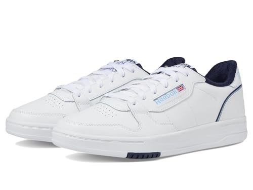 Reebok Unisex Phase Court Sneaker, White/Navy/Soft Blue, 11.5 Women/10 Men