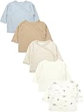 TupTam Baby Mädchen Langarm Wickelshirt Baumwolle 5er Set, Farbe: Braun_Beige_Streifen_Tieren, Größe: 50