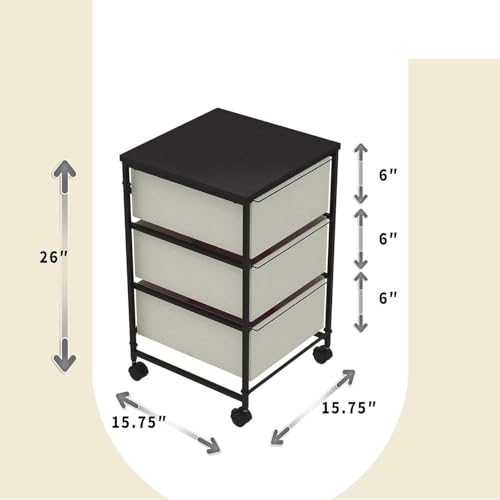 Small Cabinet with Drawers Rolling 3 Drawer Mobile File Cabinet for Home Office Storage and Organization, Fabric Vertical Under Desk Storage for A4/Letter Files( - Image 4