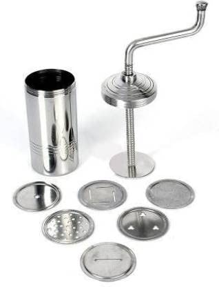 FLOWROCKS Stainless Steel Sev Sancha Machine 6 Jali Kitchen Press Machine Muruku Maker with 6 Jali, Kitchen Tools of Namkeen and Snacks Make,(Silver)