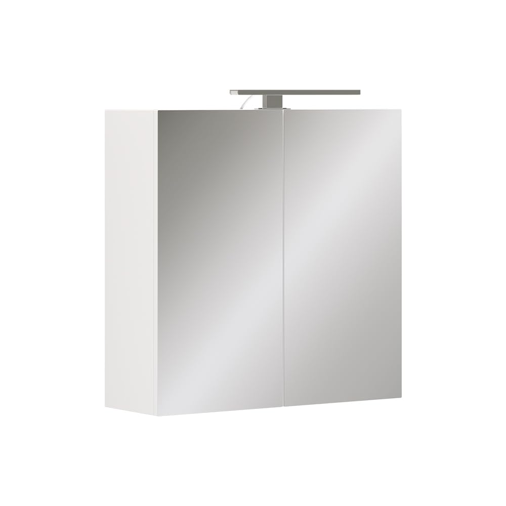 Vicco Armario con Espejo de baño Lavio, Blanco, 60 x 60 cm | con iluminación LED, con superficie de almacenamiento integrada y iluminación LED