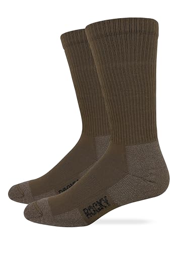 ROCKY Mens Merino Wool Year Round Seamless Toe Military Crew Boot Socks 1 Pair Pack (US, Alpha, Large, Regular, Regular, Coyote)