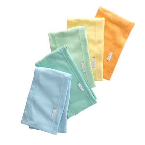 Image of Butterblu Bailey 5-Pack Burp Cloths 100% Organic Cotton Knit for Newborn & Baby Boys & Girls, Sunny, One Size