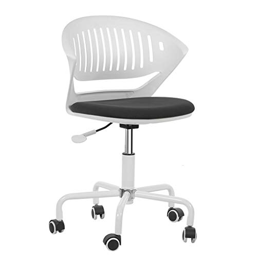 DLT Silla De Oficina Ergonómica Soporte Lumbar Sin Brazo, Altura Ajustable 75-85 Cm Media Espalda Trabajo Escritorio For Computadora con 5 Ruedas, Niños, Fácil De Instalar, Blanco (Color : Black)