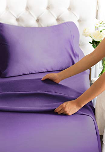 Full Size Sheet Set - Breathable & Cooling Sheets - Hotel Luxury Bed Sheets - Extra Soft - Deep Pockets - Easy Fit - 4 Piece Set - Wrinkle Free - Comfy – Purple Plum Bed Sheets - Fulls Sheets – 4 Pc #TOP5