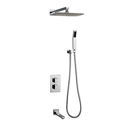 Colonne de douche avec mitigeur thermostatique et bec de baignoire pour douche italienne