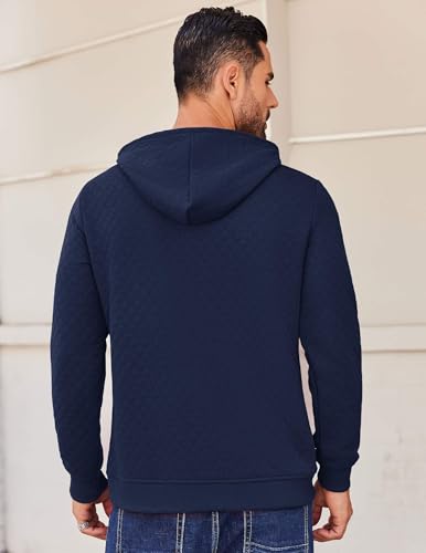 COOFANDY Mens Hooded Sweatshirt Long Sleeve Quilted Sweatshirt Casual Fashion Pullover Hoodies with Pocket4