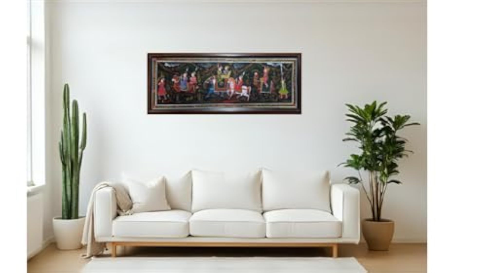 Handcrafted Rajasthani Procession Painting with Wooden Frame