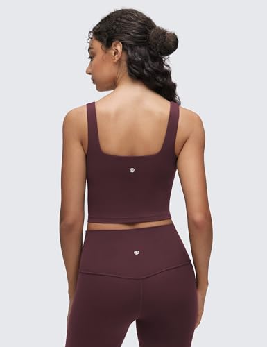 Image of CRZ YOGA Butterluxe Square Neck Crop Tank Top | Light Support, Removable Pads, Yoga, Extremely Soft, Wide Straps, Longline Sports Bras for Women