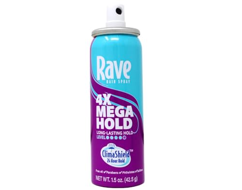 Image of Rave Hair Spray 4X Mega Hold, Long-Lasting Hold with ClimaShield Technology, 1.5 oz