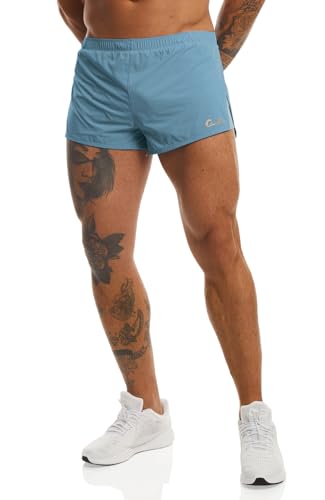 Ouber Men's Running Shorts with Liner 2'' Workout Shorts Bodybuilding Side Split Mesh Gym Shorts2