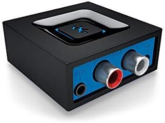 Артка view of Logitech Bluetooth Audio Adapter showing AUX and RCA input ports