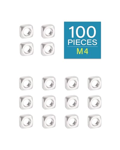 Image of M4-0.7 Square Nuts - IMScrews 304 Stainless Steel Square Nuts - Durable Fasteners for Home Repairs and Professional Engineering Pack of 100