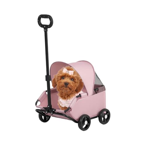 Hiemible Passeggino per Cani di Piccola Taglia | Passeggino Pieghevole Per Cani Piccoli | Trasportino Animali Ventilato per Esterno fino a 7 Kg,Per Pendolari Passeggiate Centro Commerciale Visite