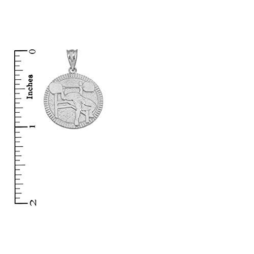 Certified Sterling Silver Fitness Gym Barbell Bench Press Medal Pendant Necklace, 22