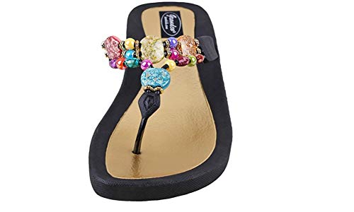 Women's 24768G Marble Deluxe Beaded Waterproof Sole Beach Thong Sandals3