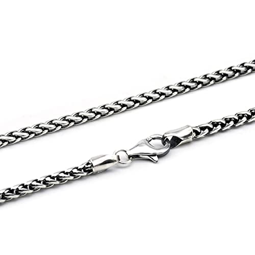 Collier chaîne corde 3mm homme style hip hop en argent vieilli pour accessoire tendance