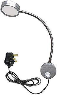 Youngine 5W UK Plug Reading Lamp, Flexible Gooseneck 5W LED Wall Mounted Bedside Light with ON/Off Switch and Plug for Bedroom Hotel Workbench Studio (Silver Cool White)