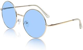 ARZONAI Mens Round UV Protected Sunglasses Frame Colour- Golden, Lens Colour- Blue,(Medium) ? Pack of 1