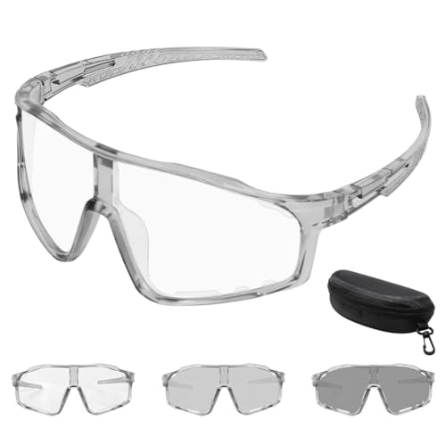 Image of STHIRA Sports Sunglasses Fashion Photochromic Riding Sunglasses Adaptive Cycling Glasses UV400 Protection Streamlined Unisex Outdoor Bike Sunglasses with Storage Case for Running, Hiking, Cycling