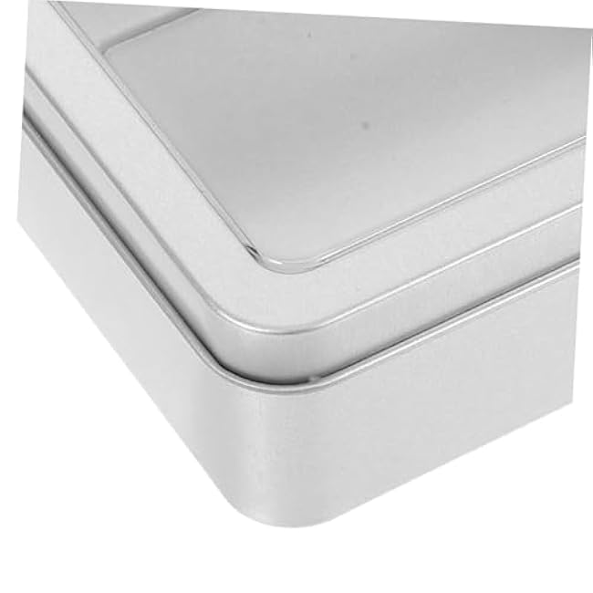 BESTOYARD 4pcs Rectangular Tin Boxes with Window Lid Small Metal Storage Containers for Candy Biscuit and Sewing Tools Sturdy Tinplate with User-Friendly Opening