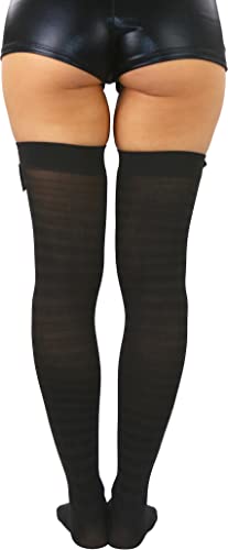 Image of ToBeInStyle Women's Vibrant Horizontal Wide Striped Thigh High Stockings