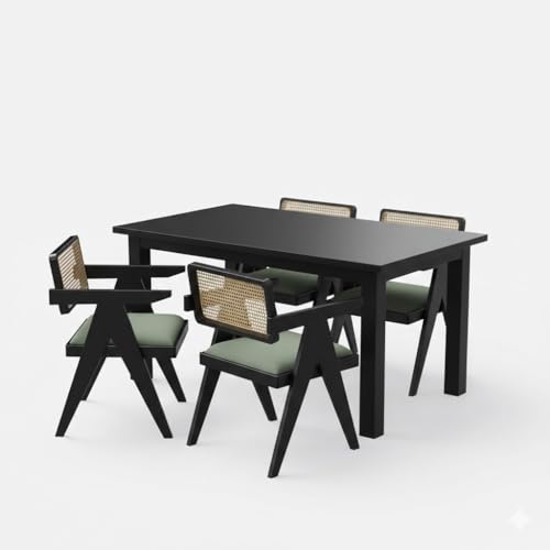 Image of Wooden Dining Table, Oak, Rectangular, Modern Style, 4 Seater, Assembly Required (Walnut, (4 Seter) 1 Table(100 cm x 100 cm x 76 cm))