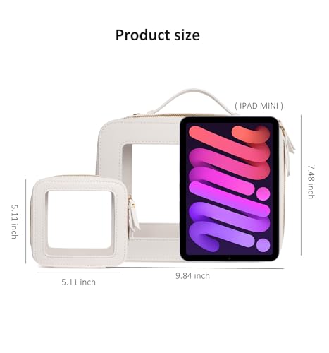 Image of Clear Makeup Bag Set of 2,Travel Toiletry Bag for Women(Mini+Large White)