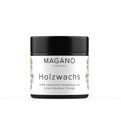 MAGANO - Holzpflege - 100% natürliches Holzwachs ohne Lösungsmittel - Perfekt für Schneidebretter, Möbel, Arbeitsplatten und anderes Holz - Mit Orangenöl und Bienenwachs - 60 ml