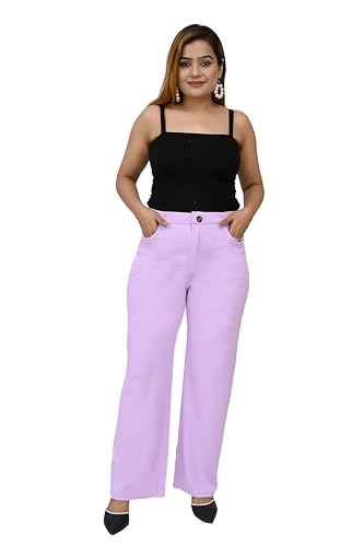 Image of Women's Wide Leg 4-Way Stretch Stripped Business Casual Pants Flexi Waist Wrinkle Resistant