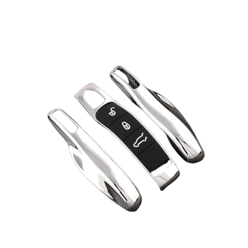 Happyit Clé Key Cover Étui Coque télécommander pour Porsche Panamera Spyder Carrera Macan Boxster Cayman Cayenne 911 970 981 991 (Argent)