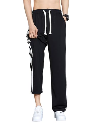 Image of Men's Casual Black and White Striped Track Pant