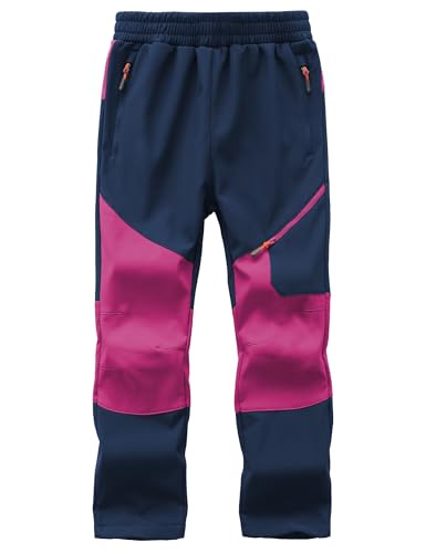Image of Kids Winter Pants Fleece Lined Waterproof Boys Ski Pants Thermal Outdoor Softshell with Zipper Pockets