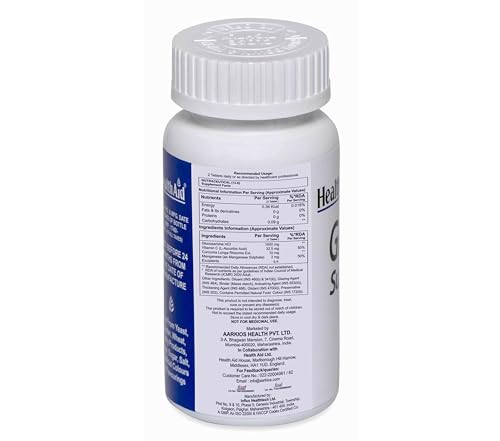 Image of HealthAid Glucosamine HCL 1000mg + Vitamin C, Curcuma & Manganese | Joint Health, Flexibility & Bone Strength | 30 Veg Tablets(Pack of 2)
