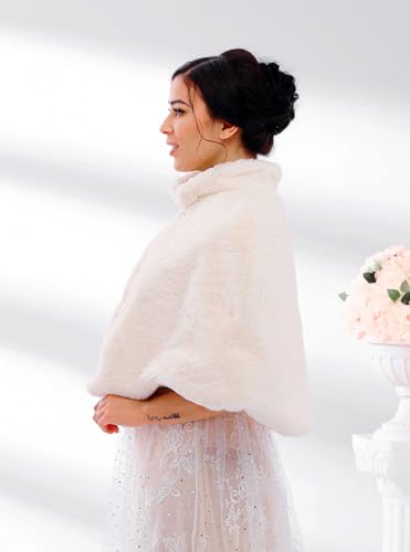 Women's Weddings Faux Fur Shawl Bride Fur Stole Cape Evening Dresses Faux Wrap for Bridal3