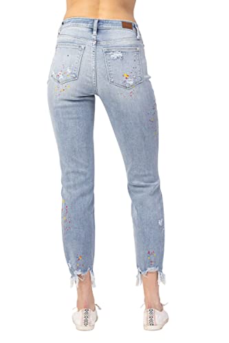 Judy Blue Women's High-Rise Destroyed Confetti Paint Splatter Boyfriend Jeans3
