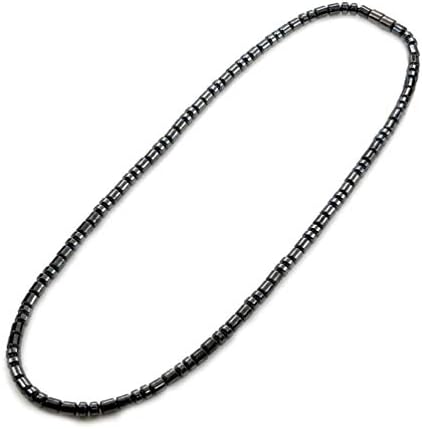 Accents Kingdom Men's Magnetic Hematite Therapy & Healing Stone with Small Drum Bead Necklace, 18"