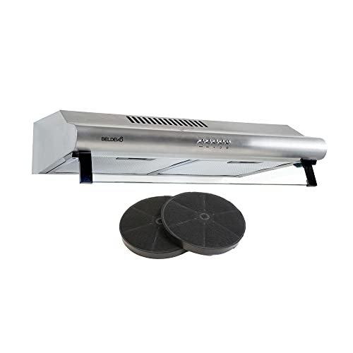 Hotte Casquette 60 cm INOX BELDEKO 210 m3/h 2 Filtres à charbon