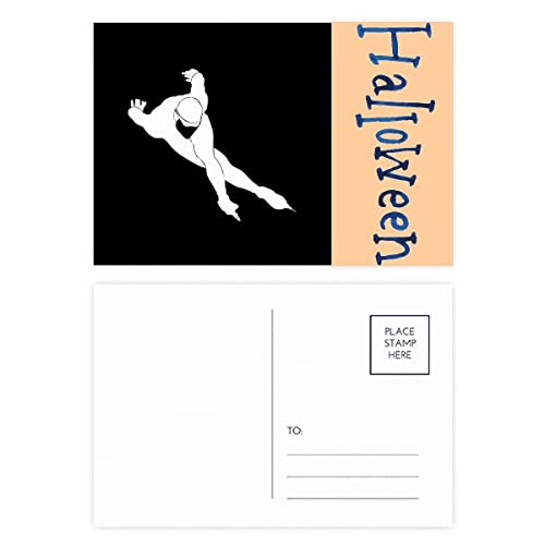 Cartes postales d'Halloween patinage et sports d'hiver noir lot de 20 cartes