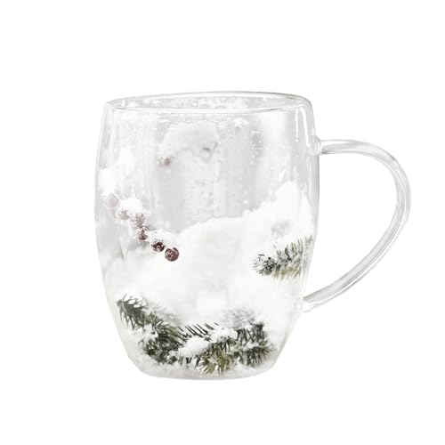MISNODE Christmas Glass Cup, Double Wall Christmas...