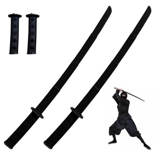 HQRKOTM 2 Piezas Espada Ninja, Katana, Espada Samurai, Katana Deadpool, Juguete de Samurai Retráctil de Plástico para Fiesta Temática, Carnaval (Negro)