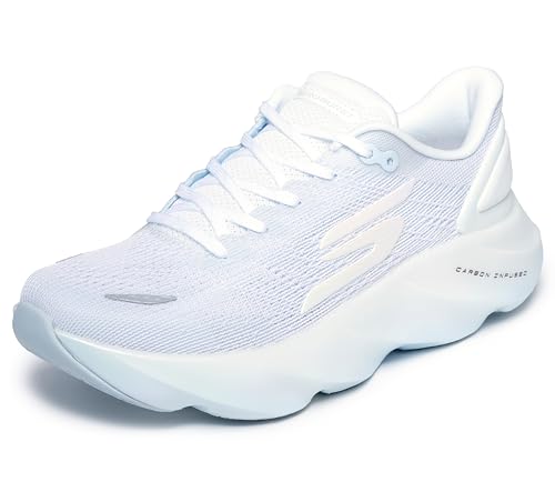 Skechers Women's Aero Burst Sneaker, White/Light Blue, 9
