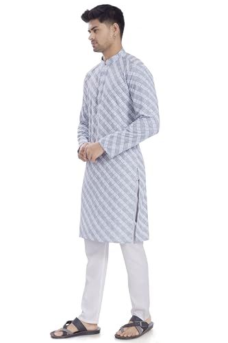 Divisive Men's Sequince Embroidered Cotton Blend Only Slim Fit Kurta (Dkrt1173_Xl_Grey)