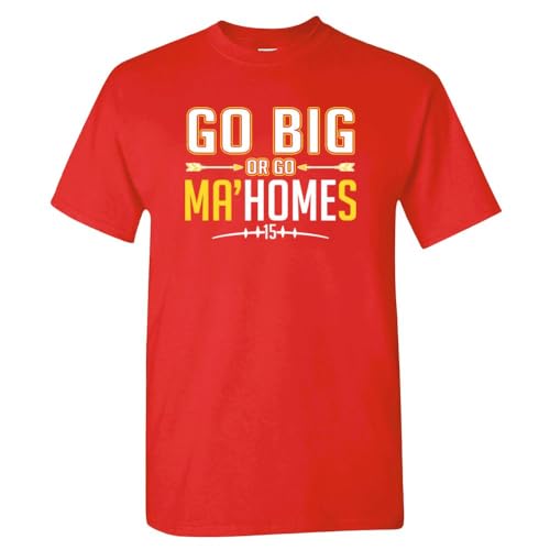Xtreme Apparrel Go Big or Go Home T-Shirt for Kansas City Football Fans (Red Shirt, XL)